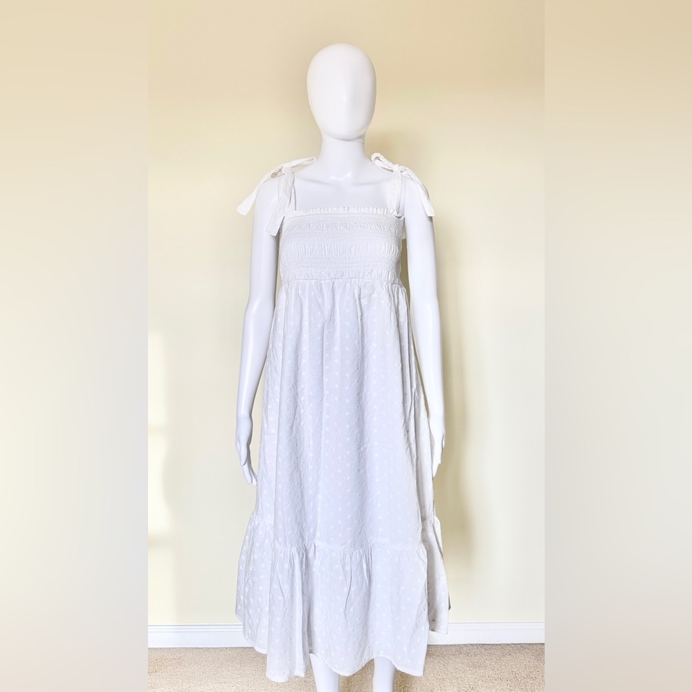 Maternity Sonoma Smocked Tie-Shoulder Midi Dress